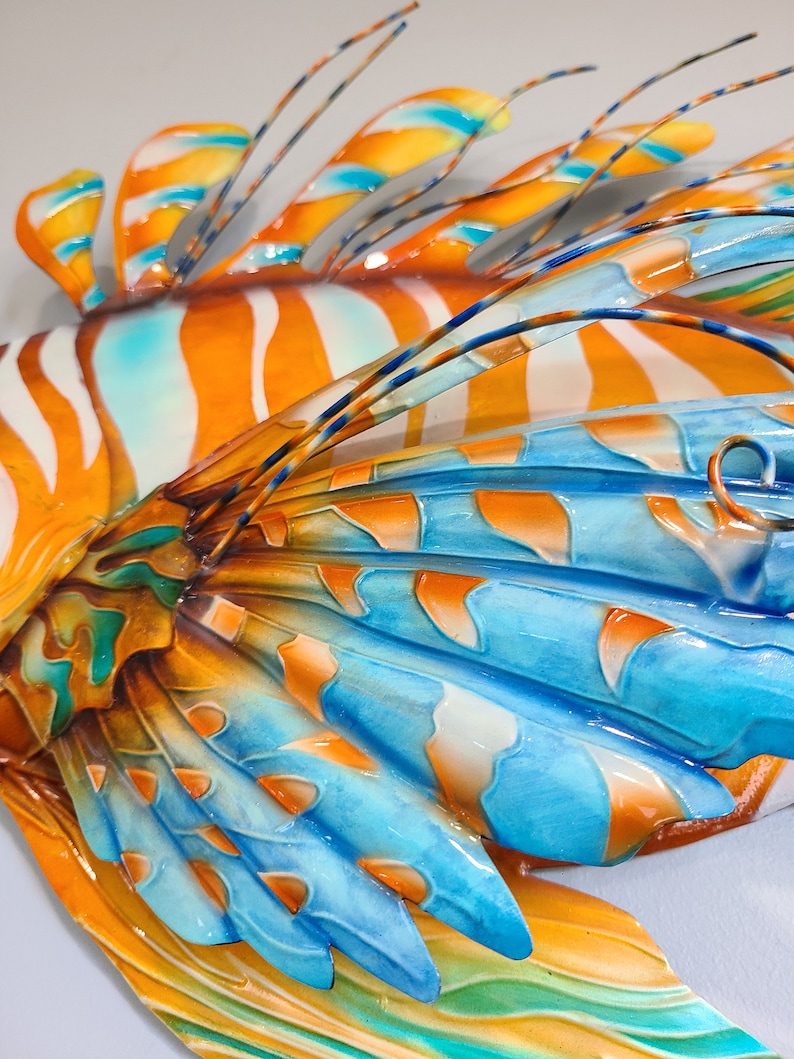 Lionfish Beach House Home Decor Nautical Metal Wall Art Tropical Home & Garden Decor image 3