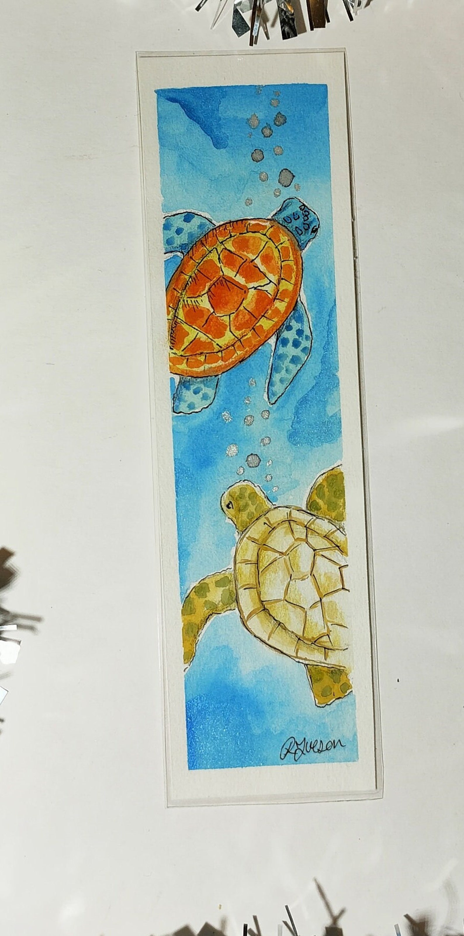 Turtles Bookmarker Illustration Cute Bookmark Reading Gift | Etsy