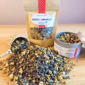 TEA | Green Chamomile Loose Leaf Tea, Calm Herbal Blends Botanical Tea, Real All Natural Ingredients, Herbalism, Home Remedies, Tea Gift Set