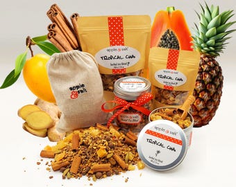 Tropical Chai Herbal Tea: Caffeine-Free Fruit & Spice Blend with Mango, Papaya, Pineapple