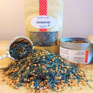 TEA | Genmaicha Loose Leaf Tea, Toasted Rice and Green Tea, Herbal Blends Botanical Tea, All Natural Ingredients, Herbalism, Tea Gift Set