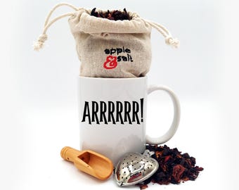 Pirate Meme Mug, ARRRRRR Mug and Tea Gift Set, Funny Pirate Mug and Tea Gift Set, Handmade Geeky Gifts, Personalized Customizable Tea Mug