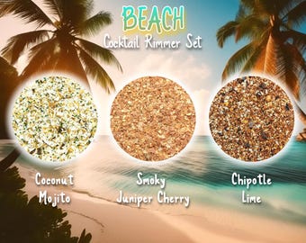 Cocktail Rimmer Gift Set: Flavored Margarita & Drink Salts - Beach Theme, Cocktail Sugars, Ladies Night Out, Drink Glass Decoration