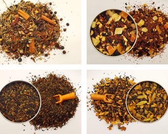 Spicy Loose Leaf Tea Assortment – Chai, Juniper Berry, Mint, Tropical Ginger Fruit