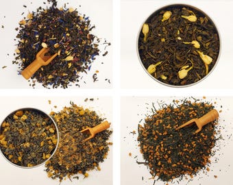 Green Tea Assorted Loose Leaf Tea Blends – Jasmine, Genmaicha, Chamomile, Natural Ingredients