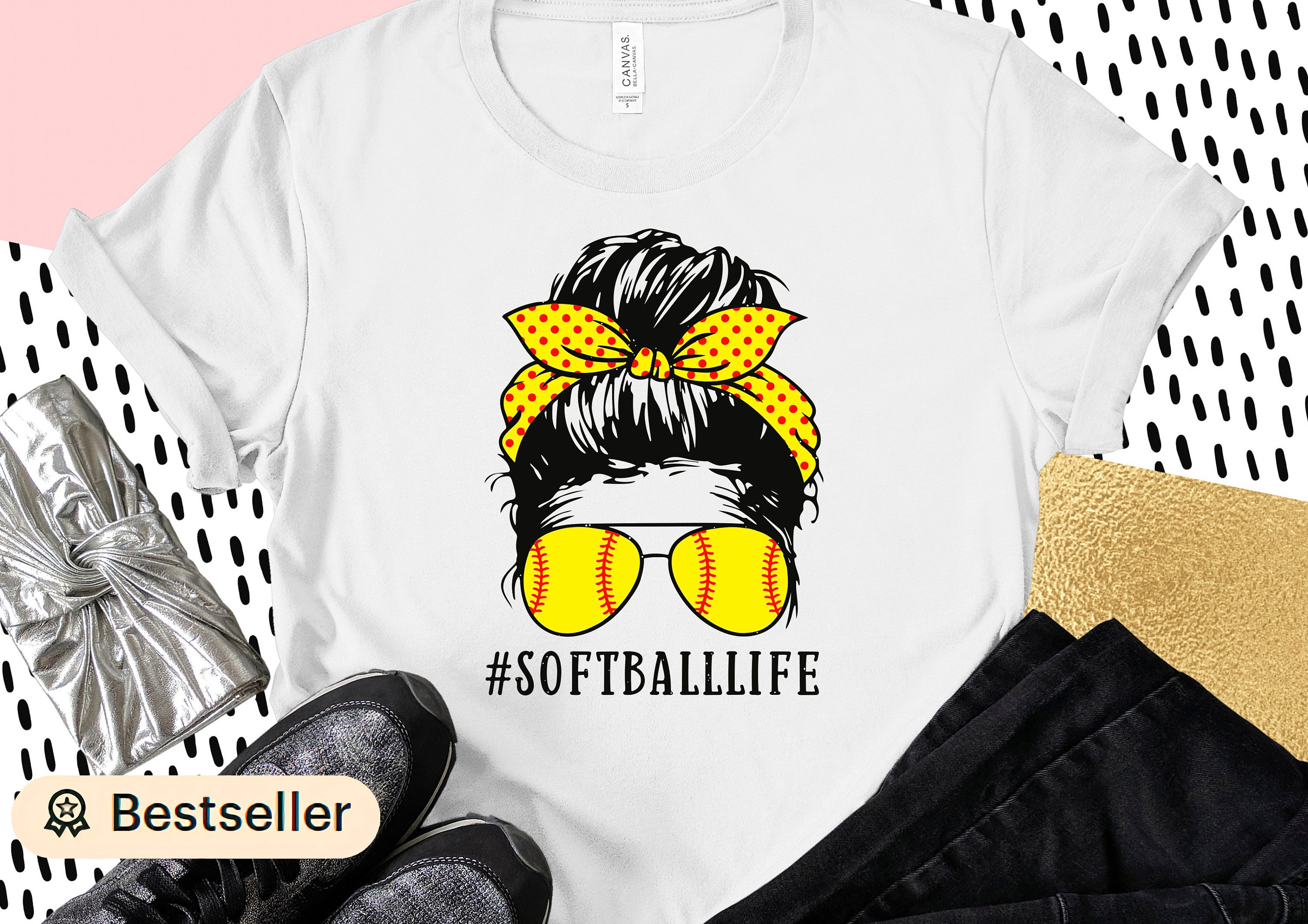 Download Mom Life Softball Baseball Mom Mothers Day Messy Bun Women ...