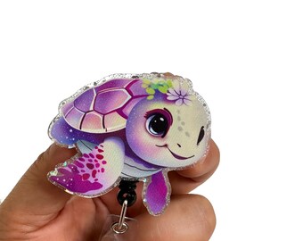 Sea Turtle Retractable Badge Reel, Cute Turtle Badge Reel, Nurse Badge Reel, Interchangeable ID Badge Holder