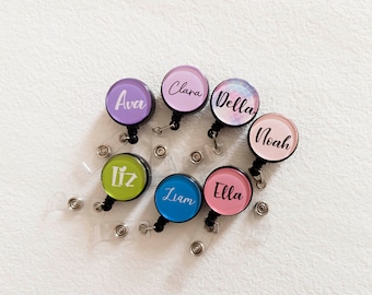 Bobine de badge personnalisée avec nom, porte-badge rétractable personnalisé