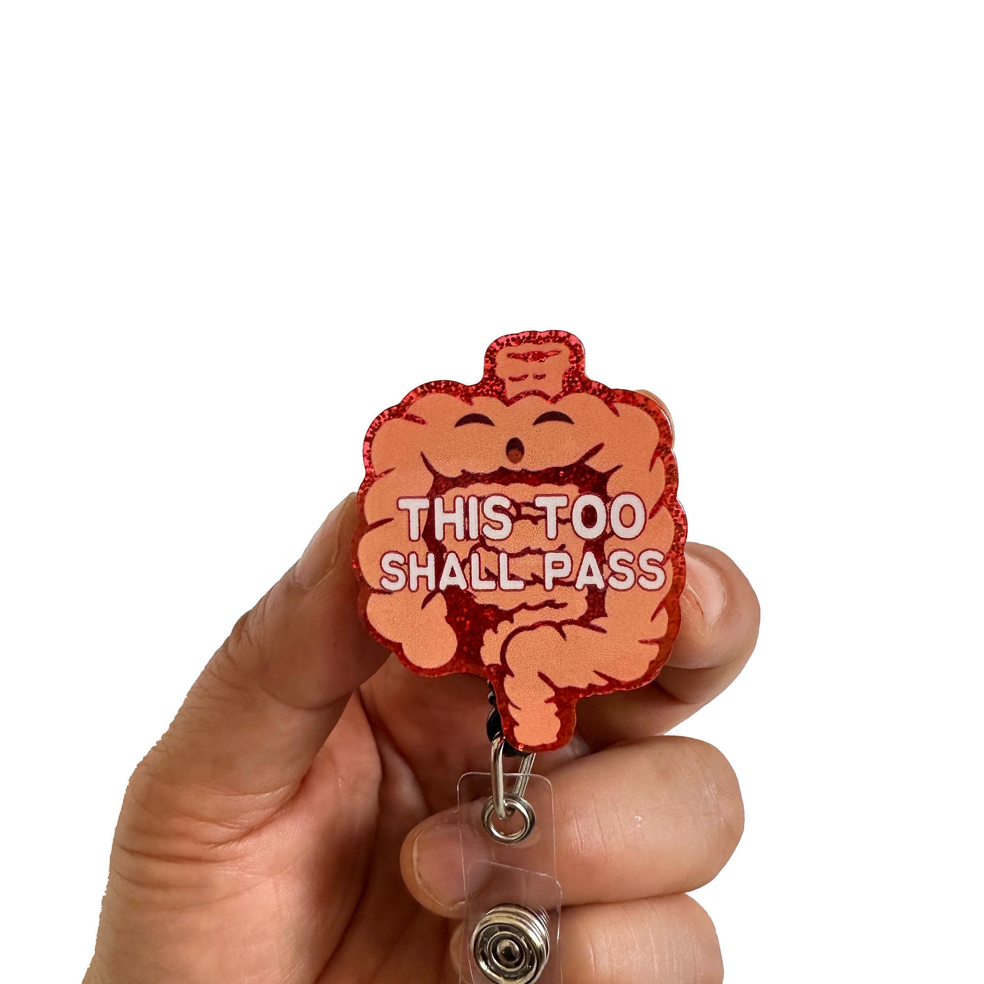"This Too Shall Pass" Funny GI Nurse Badge Reel - Gastroenterology Colon Design, Retractable 24" Cord - View #11