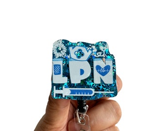 LRN Life Badge Reel Retractable, Cute Badge Reel, Glitter Badge Holder, Nurse Gift, Interchangeable ID Badge Holder
