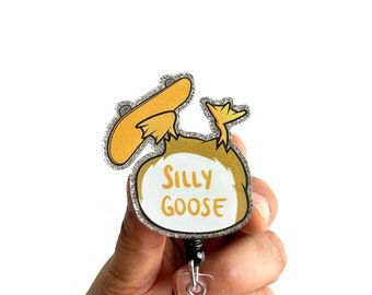 Silly Goose Badge Reel Retractable, Funny Nurse Badge Reel, Nurse Teacher Gift, Interchangeable ID Badge Holder