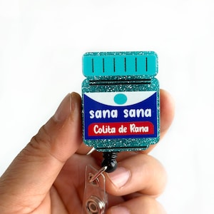 Carrete de credencial retráctil Sana Sana Colita de Rana, carrete de credencial de enfermera, porta credencial divertido hispano latino, lindo porta credencial de identificación