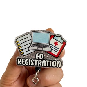 ED Registration Retractable Badge Reel, Cute Office Badge Reel, Medical Badge Reel, Interchangeable ID Badge Holder