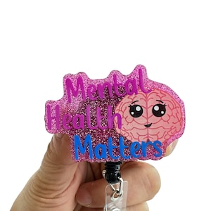 Mental Health Matters Badge Reel Retractable, Cute Badge Reel, Psychiatrist | Therapists Badge reel, Mental Health Awareness ID Badge Holder