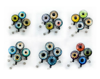 かわいいバッジリール、アイアイリス格納式バッジホルダー、眼科医ギフト、看護師バッジリール、IDバッジホルダー、11色のアイボールバッジリール