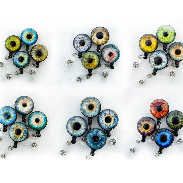 Cute Badge Reel, Eye Iris Retractable Badge Holder, Ophthalmologist Gift, Nurse Badge Reel, ID Badge Holder, 11 Colors Eyeball Badge Reel