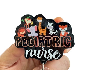 Pediatric Nurse Badge Reel Retractable, Cute Interchangeable Badge Reel, Animal Badge Holder, Nurse Gift, ID Badge Holder