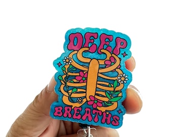 Deep Breath Badge Reel Retractable, Respiratory Specialist | Lung Physician | Chest Physician Badge Reel, Medical ID Badge Holder
