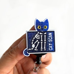 Cat Scan Badge Reel Retractable, Radiologist Badge Reel, Nurse Funny Badge Holder, Cute ID Badge Holder
