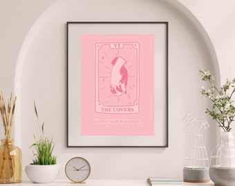 The Lovers Tarot Print - Digital Download Print, Tarot Card Wall Art, Horoscope, Astrology, Printable Wall Decor, Instant Download