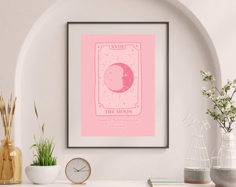 Moon Tarot Print - Digital Download Print, Tarot Card Wall Art, Horoscope, Astrology, Printable Wall Decor, Instant Download