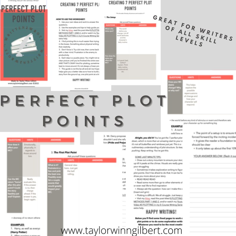 Perfect Plot Points Writing a Novel Guided Worksheet Etsy