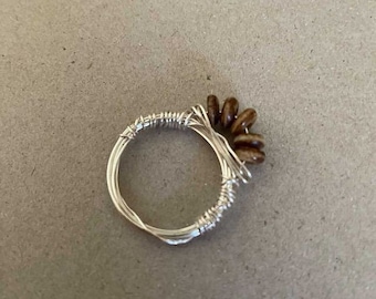 Handmade beaded wire ring
