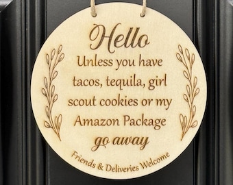 Engraved No Soliciting Wood Signs – Funny and Stylish Entryway Signs for Home & Business