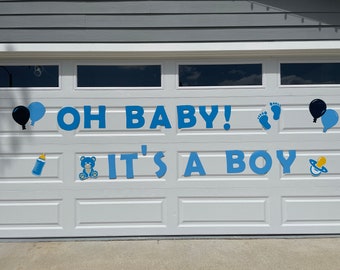 Baby Shower Decorations "Oh Baby! It's a Boy" Magnet Set: Garage Door Announcement Decor