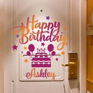 Cruise Ship Cabin door Decorations Birthday Magnet Set: Cake & Balloons