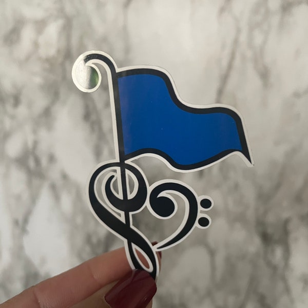 Color guard Marching band sticker, school colors marching band stickers, treble clef, bass clef stickers, color guard flag stickers