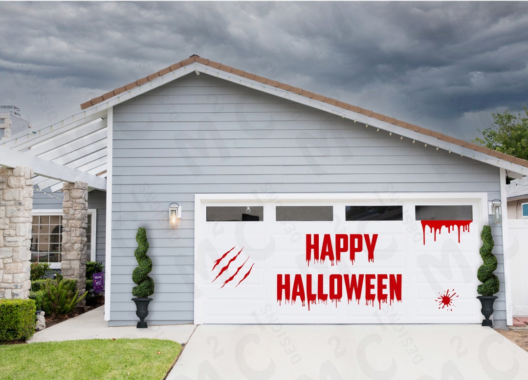 Bloody Happy Halloween Garage Door Reusable Decorations