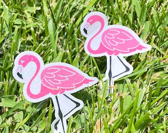 Iridescent Flamingo Sticker: Waterproof Hot Pink Decal