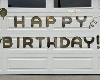 Happy Birthday Gold or Green garage door decorations | Gold Garage Door Decor | Birthday Balloons Streamers Party Decor | Party Decorations