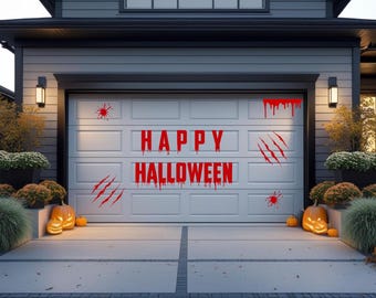 Bloody Happy Halloween Garage Door Magnets: Reusable Outdoor Decor