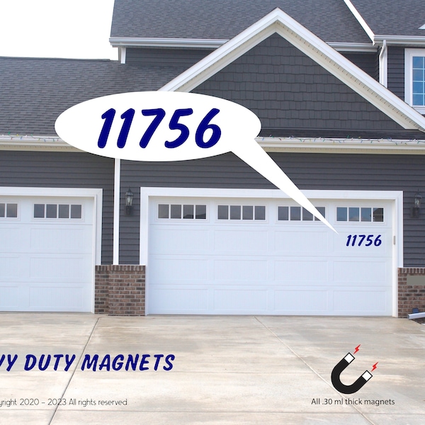 Home address Magnetic Numbers for Garage Doors, Visible address numbers, Large font for high visibility