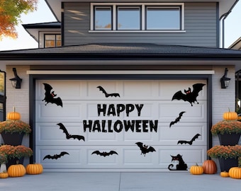 Halloween Bat & Cat Outdoor Decorations Magnet Set: Spooky Garage Door Decor