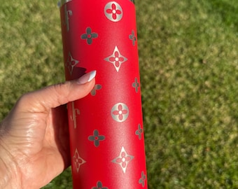 Monogram Floral Engraved Tumbler: Personalized Stainless Steel Cup