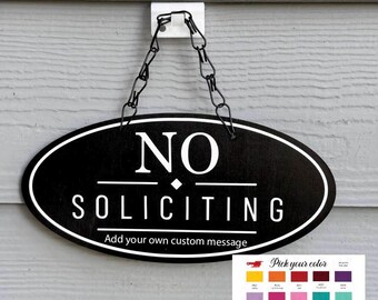 Wood No Soliciting Sign – Personalized Front Door Sign - Oval shape