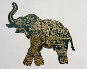 Mandala Elephant Magnet with Ornate Engravings – Spiritual Eastern Indian Ganesha-Inspired Decor
