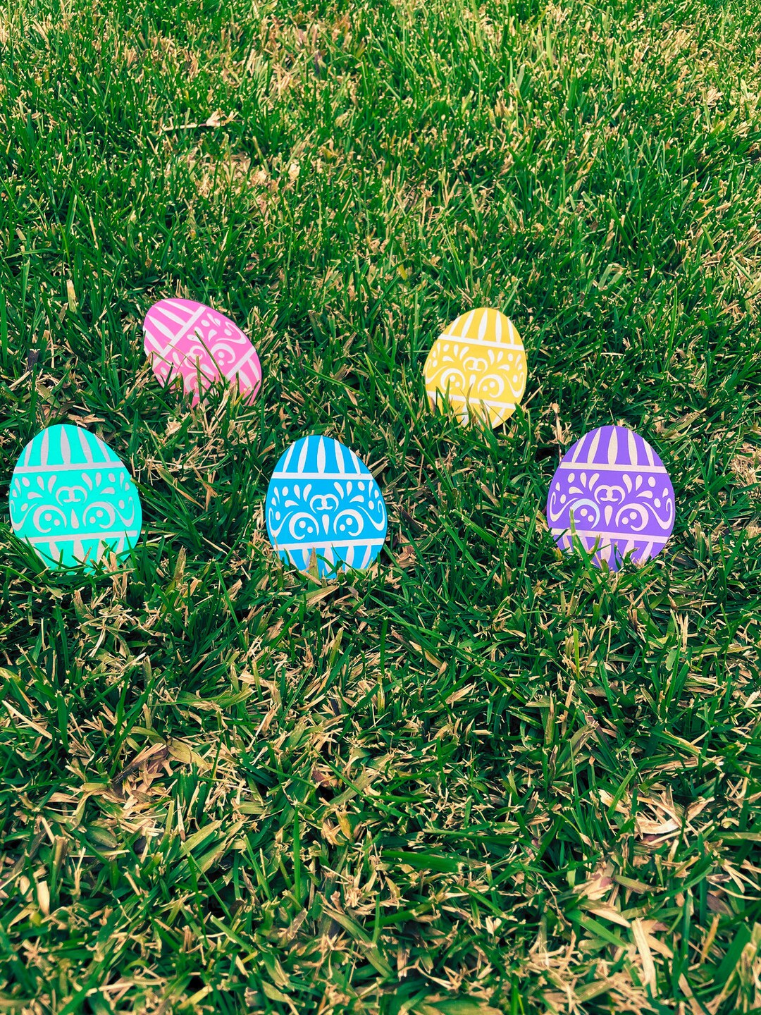 Easter Pastel Egg Set of 5 , Iridescent Design, Fabergé Jeweled Egg, Refrigerator