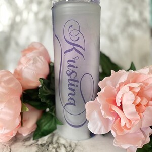 Personalized Marble Stained Glass Tumbler: Frosted Jeweled Mom Gift