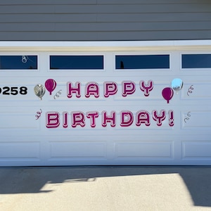 Magnetic Electric Happy Birthday Outdoor decorations | Holographic Garage Door Decor | Party Decor