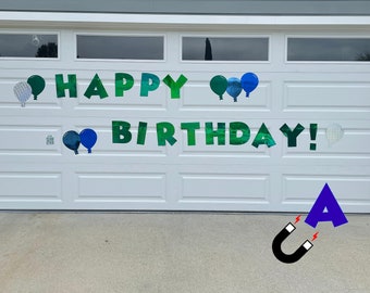 Happy Birthday Iridescent Magnetic Garage Door Sign: Weatherproof Outdoor Decor