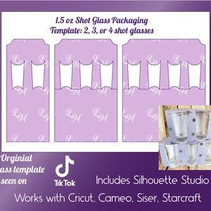 Modèle de boîte de verre à liqueur 1,5 oz SVG, EPS, PNG, dxf Fichier numérique Boîte de verre à liqueur, emballage pour 2, 3 ou 4 verres, fichier de coupe en téléchargement numérique