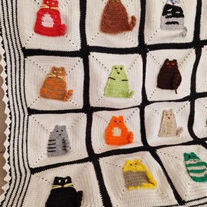Handmade Knitted Cat Blanket: Cozy Cat Pattern Afghan