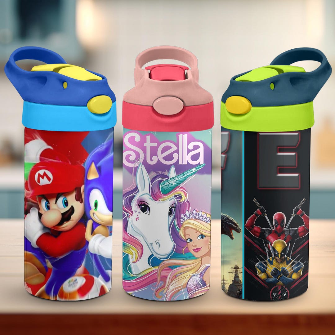 PERSONALIZED Kids Water Bottle Stainless Steel Tumblers 12 Oz Kids Sip ...
