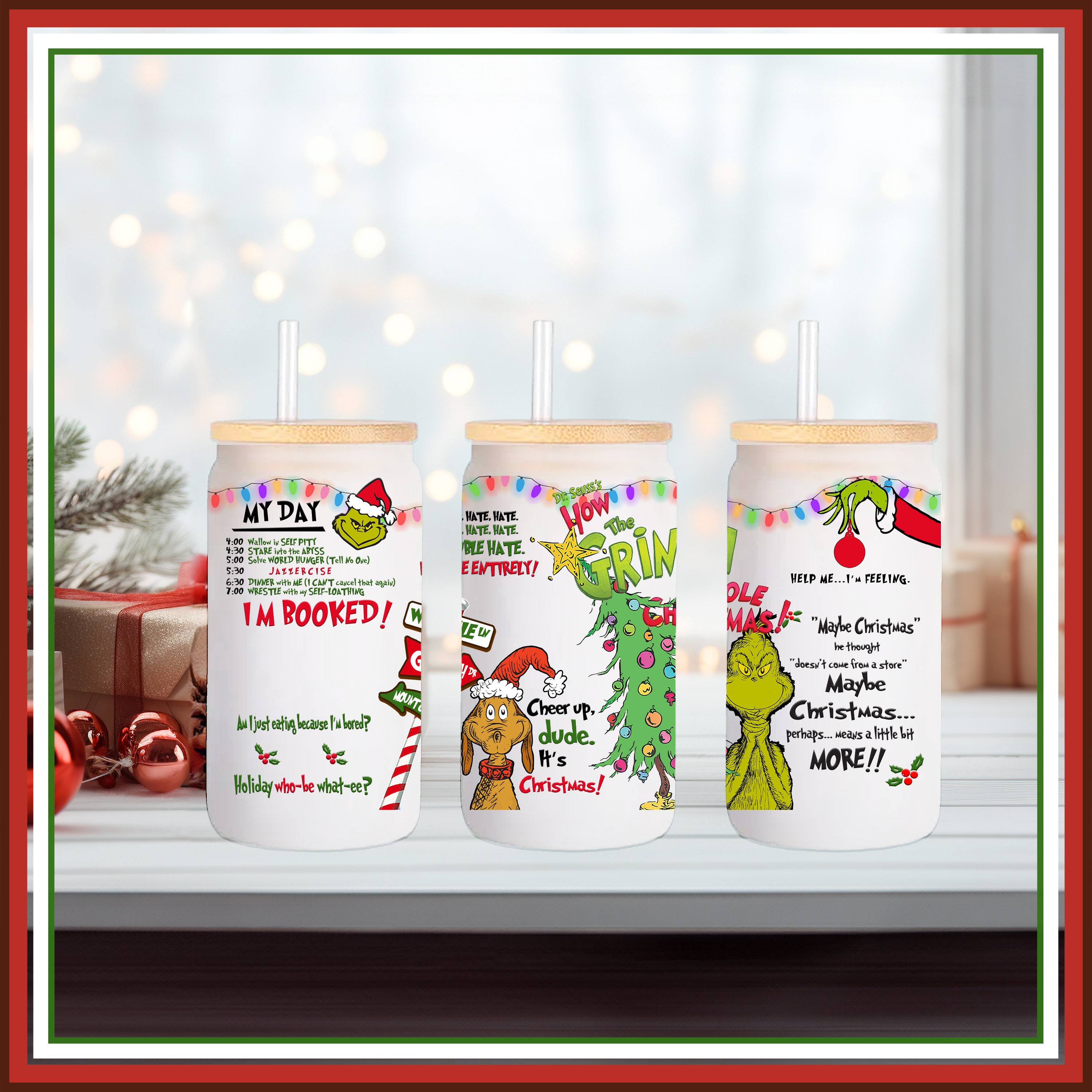 Grinch's Farm Frosted Can Glass with Lid + Straw — LOCAL FIXTURE