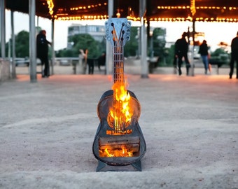 Guitar Fire Pit, Guitar Gifts, Guitar Lover Gift, Metal Guitar, Garden Fire Pit, Outdoor Patio Fire Pit, Chimney Fire Pit, Music Lover Gift