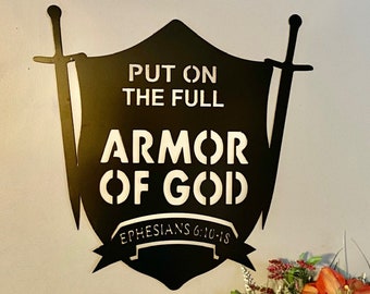 Armor of God, Christian Gifts, Bible Verse Wall Art, Scripture Wall Art, Shield of Armor, Faith Decor, Ephesians 6, Religious Decor
